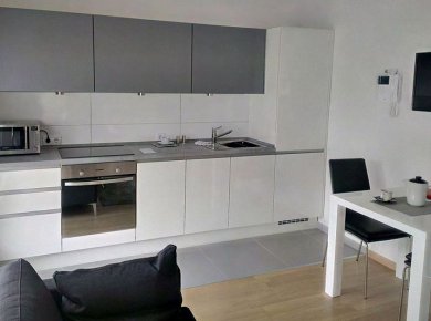 Newly furnished, unused, 1-bedroom apt (35m2) with a parking space and a balcony